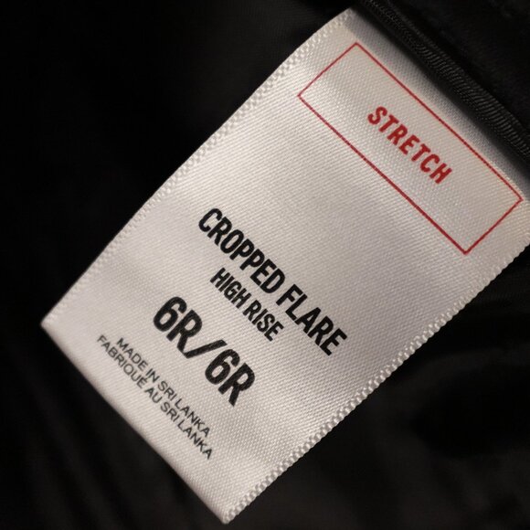 Express Cropped Flare Pants Women’s Size 6R Black High Rise Stretch 25.5” Inseam - Picture 4 of 13